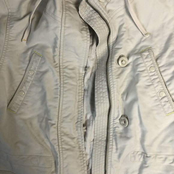 GAP Womens Button‎ Front Off-White Jacket With Hoodie 100% Cotton Sz M E86 - Picture 6 of 8